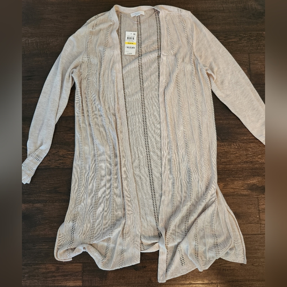 Charter Club lightweight open cardigan, tan